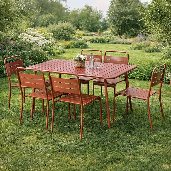 CONCEPT USINE - Ensemble table de jardin 120 cm et 4 chaises terracotta BERGAME - large