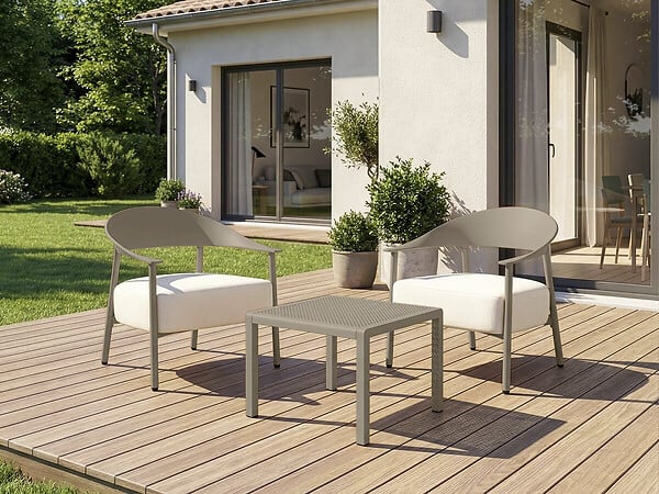 HABITAT ET JARDIN - Salon de jardin en métal et plastique "Céora" - 2 places - Taupe - large