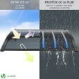 VOUNOT - Auvent de porte marquise 120x80 cm en Polycarbonate anti UV Anthracite - vignette