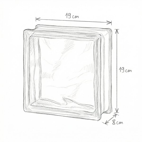 GLASSBLOCKS - Luxfera brique de verre 19x19x8 cm, Bleu transparent brillant (1908WBLUE) - large