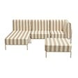 OVIALA - Salon de jardin bas modulable rayé 4 places beige - Patio - vignette