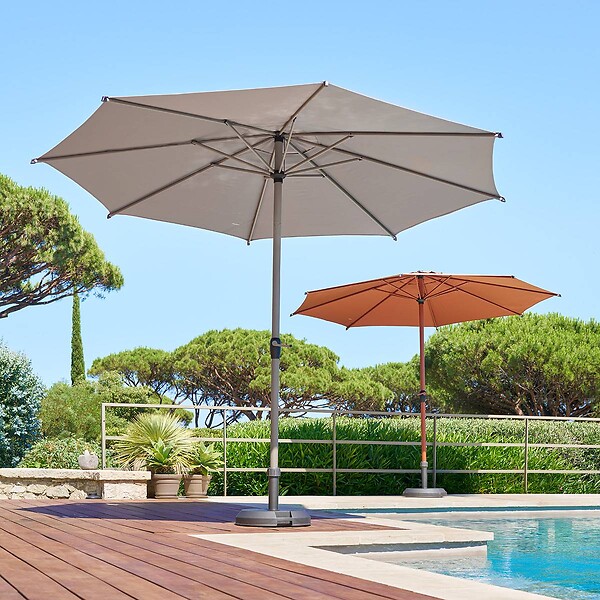 HESPERIDE - Parasol droit rond inclinable Loompa 3m café - large