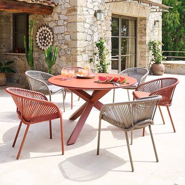 HESPERIDE - Table de jardin 6 places Oryon D130cm acajou - large