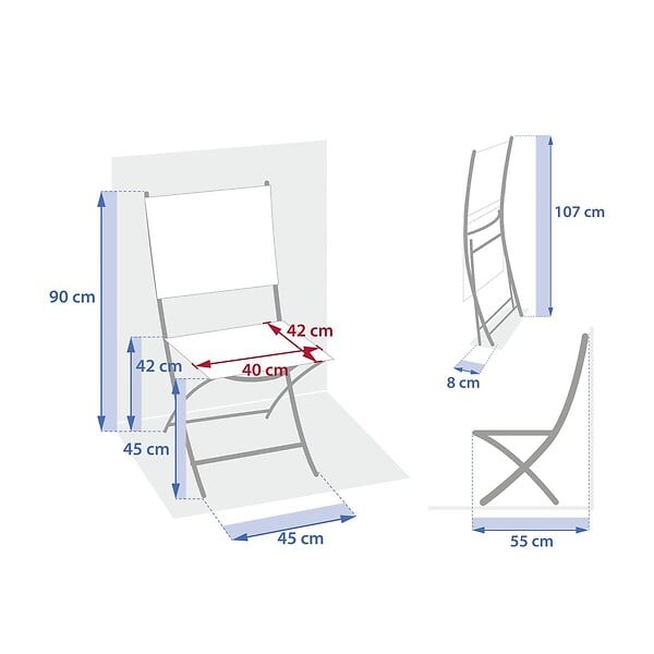 HESPERIDE - Lot de 4 Chaises de jardin Essentia pliables noisette - large