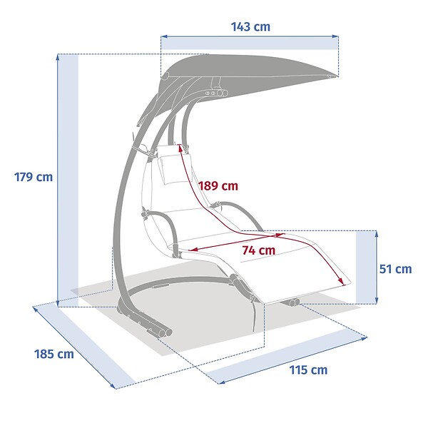 HESPERIDE - Transat Meoria 175x112x196cm argile - large