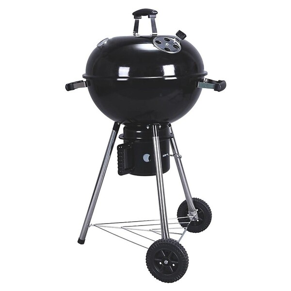 INTEC - Barbecue à Charbon de Bois sur Trépied Ø57cm Grille Cuisson & Couvercle Thermostat Bac à cendres Barbecue rond 2 roues INTEC - large