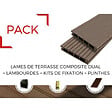 MCCOVER - PACK 10m² lame de terrasse composite Dual + ACCESSOIRES 3600mm Chocolat, ep.25mm, l.14 cm, L.360 cm - vignette