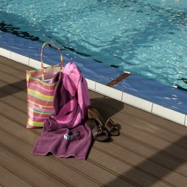 MCCOVER - PACK 10m² lame de terrasse composite Dual + ACCESSOIRES 3600mm Chocolat, ep.25mm, l.14 cm, L.360 cm - large