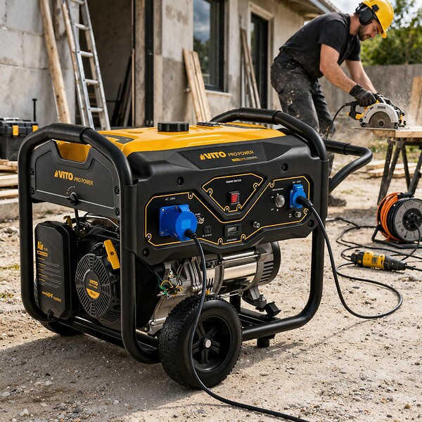 VITO - Groupe électrogène 5.5kVA 15CV Monophasé Démarrage manuel AVR, Réservoir 25L, Générateur électrique Maison Chantier VITO - large