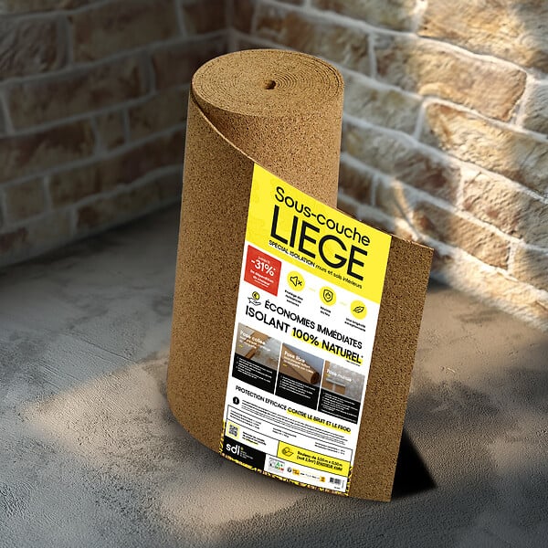 Liège aggloméré naturel - Rouleau L.8xl.0,5m - Ep.2mm - large