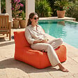 SOO  SANTAI - Fauteuil piscine XL flottant 100 x 90 x 70 cm intérieur / extérieur sans polystyrène Orange (DC10090-6) - vignette