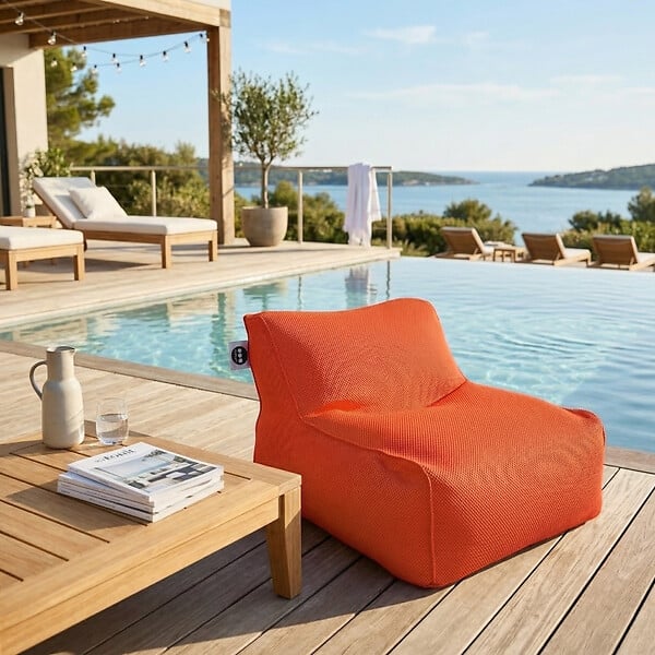 SOO  SANTAI - Fauteuil piscine XL flottant 100 x 90 x 70 cm intérieur / extérieur sans polystyrène Orange (DC10090-6) - large