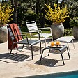 OVIALA - Lot 2 fauteuils relax avec repose-pieds métal gris et blanc - Palavas - vignette