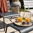 OVIALA - Lot 2 fauteuils relax avec repose-pieds métal gris et blanc - Palavas - vignette