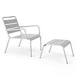 OVIALA - Lot 2 fauteuils relax avec repose-pieds métal gris et blanc - Palavas - vignette