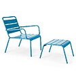 OVIALA - Lot 2 fauteuils relax avec repose-pieds métal gris et bleu pacific - Palavas - vignette