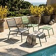 OVIALA - Lot 2 fauteuils relax avec repose-pieds métal gris et vert cactus - Palavas - vignette