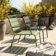 OVIALA - Lot 2 fauteuils relax avec repose-pieds métal gris et vert cactus - Palavas - vignette