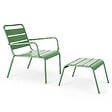 OVIALA - Lot 2 fauteuils relax avec repose-pieds métal gris et vert cactus - Palavas - vignette