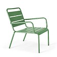 OVIALA - Lot 2 fauteuils relax avec repose-pieds métal gris et vert cactus - Palavas - vignette
