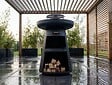PURLINE - Barbecue rond avec plaque d'acier ronde et grille - vignette