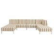 OVIALA - Salon de jardin bas modulable rayé 5 places beige - Patio - vignette