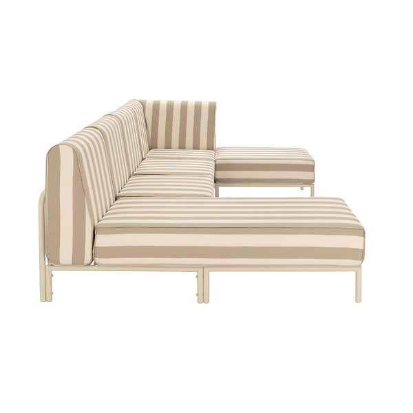 OVIALA - Salon de jardin bas modulable rayé 5 places beige - Patio - large