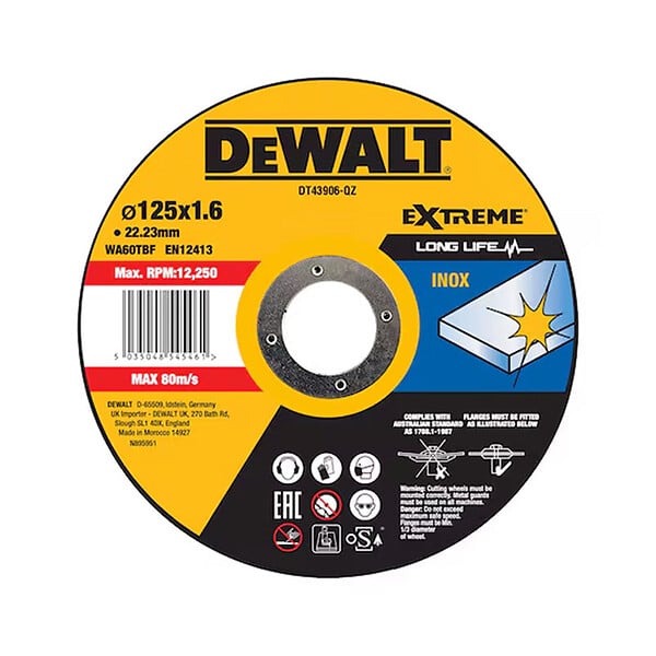 DEWALT - Disque à tronçonner l'inox 125x22,2mm, moyeu plat DEWALT - large
