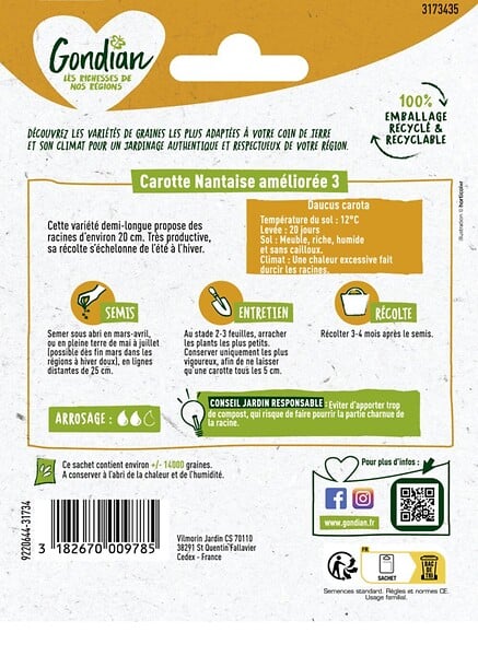 GONDIAN - Carotte nantaise améliorée 3 eco Gondian - large