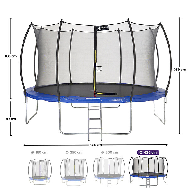 KANGUI - Trampoline rond Ø 430cm avec filet de sécurité et échelle - FPR 430 - large