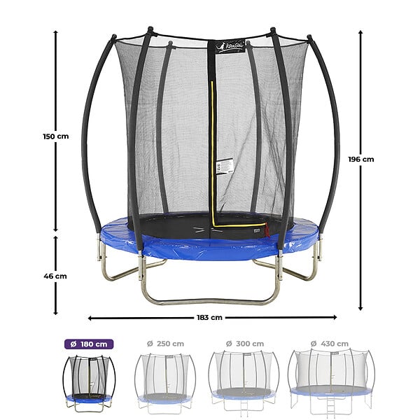 KANGUI - Trampoline rond Ø 180cm avec filet de sécurité intérieur - FPR 180 - large
