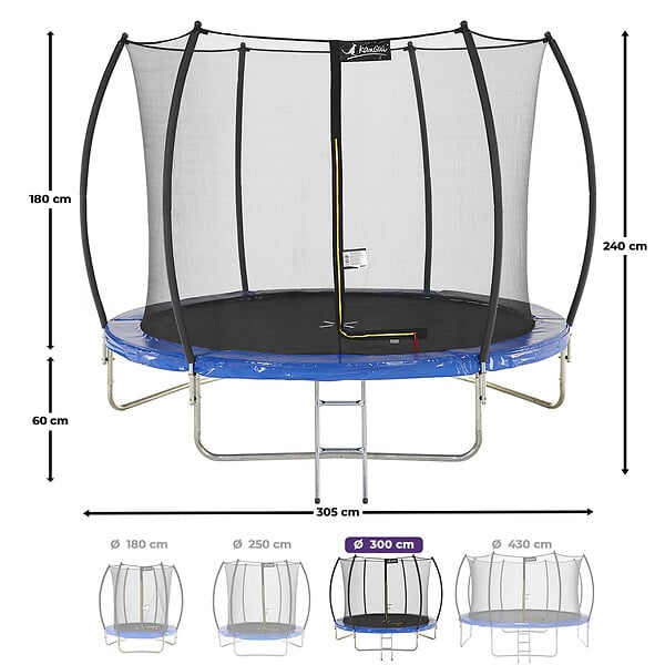 KANGUI - Trampoline rond Ø 300cm avec filet de sécurité et échelle - FPR 300 - large