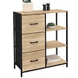 ID MARKET - Buffet d'appoint 3 tiroirs et étagères 70 cm UTAH design industriel - vignette