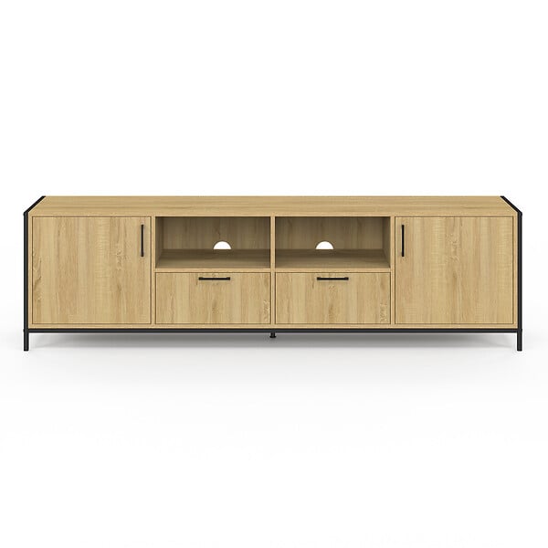 ID MARKET - Meuble TV 180 cm DETROIT 2 portes 2 tiroirs design industriel - large