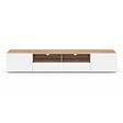 ID MARKET - Meuble TV 180 cm ELI bois façon hêtre portes blanches - vignette