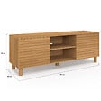 ID MARKET - Meuble TV 140 cm JULIE 2 portes lattes tasseau bois coloris chêne - vignette