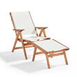 OVIALA - Fauteuil relax en bois d'eucalyptus avec repose-pieds blanc - Sisco - vignette