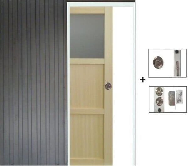 GD MENUISERIES - Porte Coulissante Ayous 2 Panneaux, 1 Vitrage H204 x L73 cm, Galandage - large