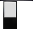 GD MENUISERIES - Porte Coulissante Athena Noir Vitrée H204 x L93 cm, Rail alu Bandeau Noir - vignette