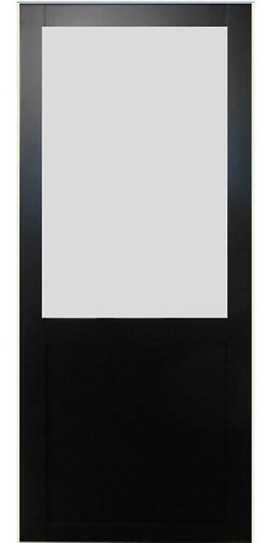 GD MENUISERIES - Porte Coulissante Athena Noir Vitrée H204 x L93 cm, Rail alu Bandeau Noir - large
