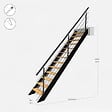 KORDO - Escalier bois droit noir avec garde-corps à LED intégrées, Diverso KORDO - vignette