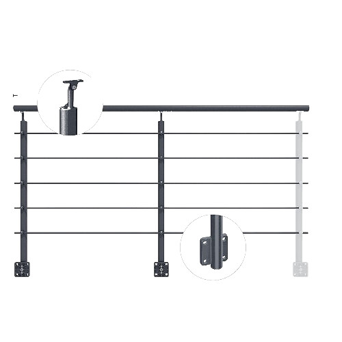 KORDO - Kit garde-corps aluminium gris anthracite 2m pose latérale, Opalu KORDO - large