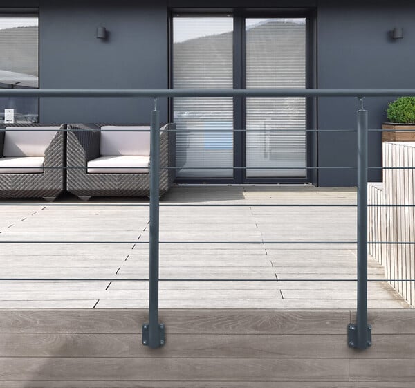 KORDO - Kit garde-corps aluminium gris anthracite 2m pose latérale, Opalu KORDO - large
