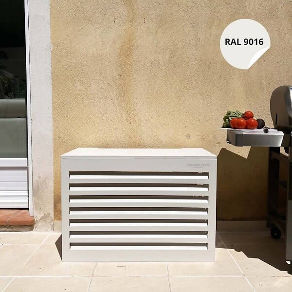 BEYOND BLUE - Cache climatisation - Venetian - Aluminium - Blanc RAL9016 - Taille médium - Moyen  L 110 x H 80 x P 55 cm - large