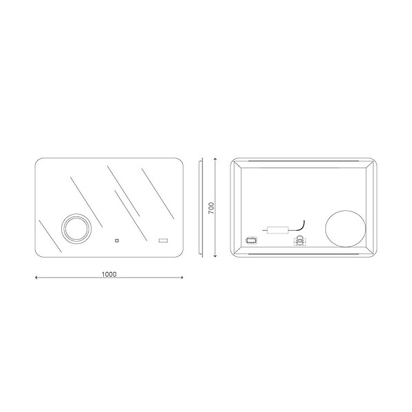 KIAMAMI VALENTINA - Miroir Avec Led 100X70 Avec Miroir Grossissant Et Montre Digitale Système Tactile - large