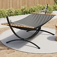 ID MARKET - Hamac XL avec support métal noir et toile gris anthracite - vignette