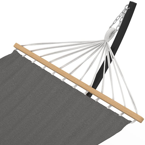 ID MARKET - Hamac XL avec support métal noir et toile gris anthracite - large