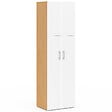 ID MARKET - Armoire 2 portes JULIANA blanc et bois penderie 50 cm avec étagère - vignette