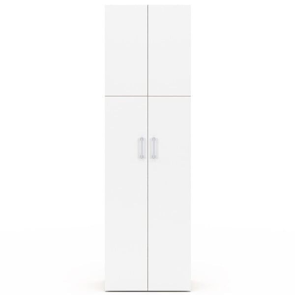 ID MARKET - Armoire 2 portes JULIANA blanc et bois penderie 50 cm avec étagère - large