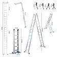 HOSTRÃ–M - Echelle pliante articulée STAVALANCE4x6, 6,8m, 24 marches, multifonction, ecarteur de mur, escabeau, aluminium, H travail max 7,13m, Hostrom - vignette